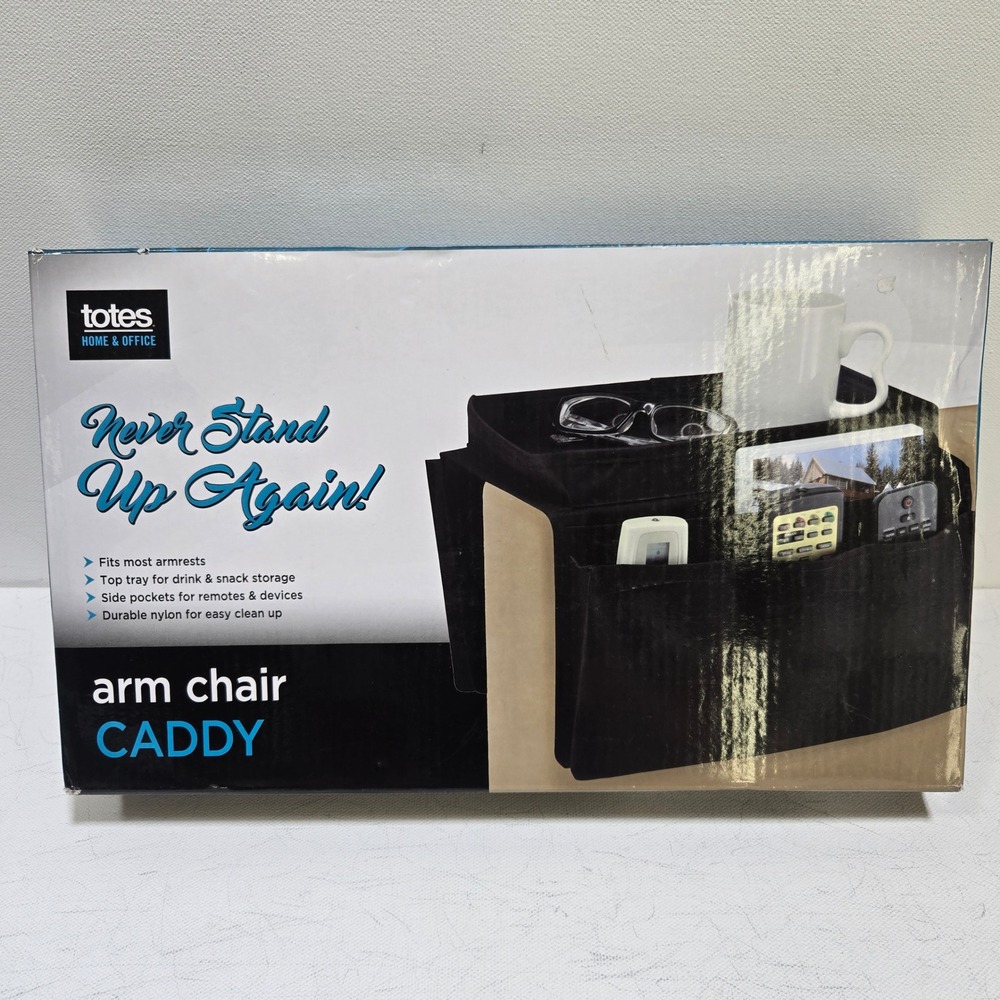 Totes Arm Chair Caddy Unisex OS Black Nylon Remote Holder Sofa Organizer Tray